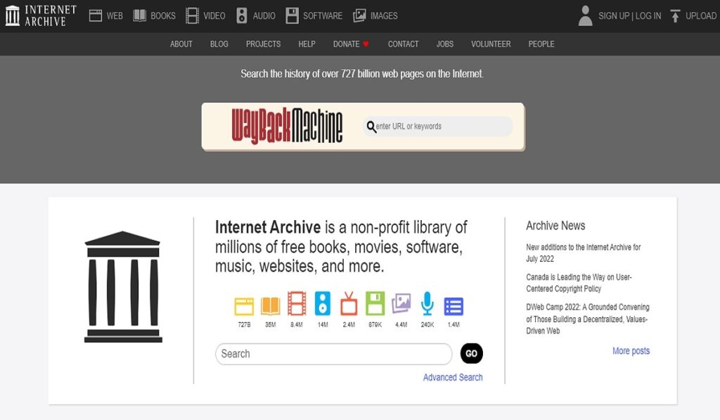 Sitio Web de Archive.org