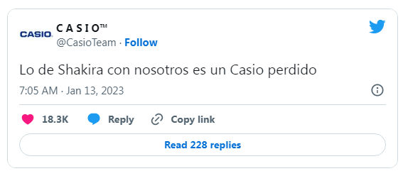 Twitt de Casio