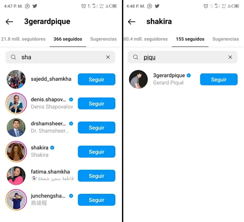 Shakira y Pique se siguen en las RRSS