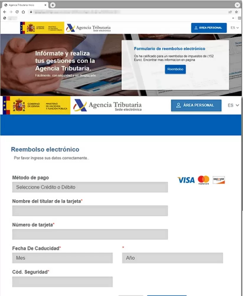 Reembolso de impuestos: correos falsos de agencia tributaria