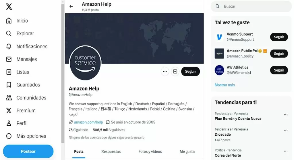 Ayuda de Amazon en X